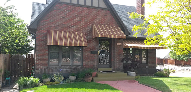 striped residential awning 