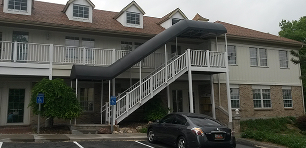 apartment building staircase awning