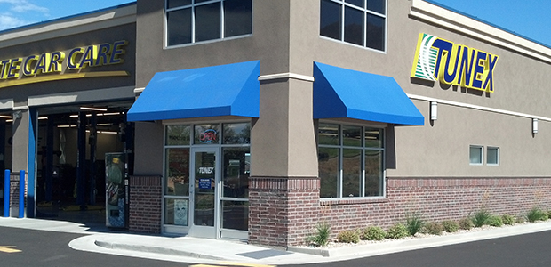 blue business awning